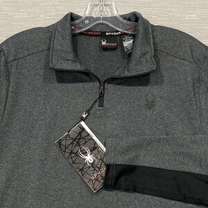 SPYDER 1/4 Zip Pullover Shirt Mens Medium Grey Base Layer Quick Dry